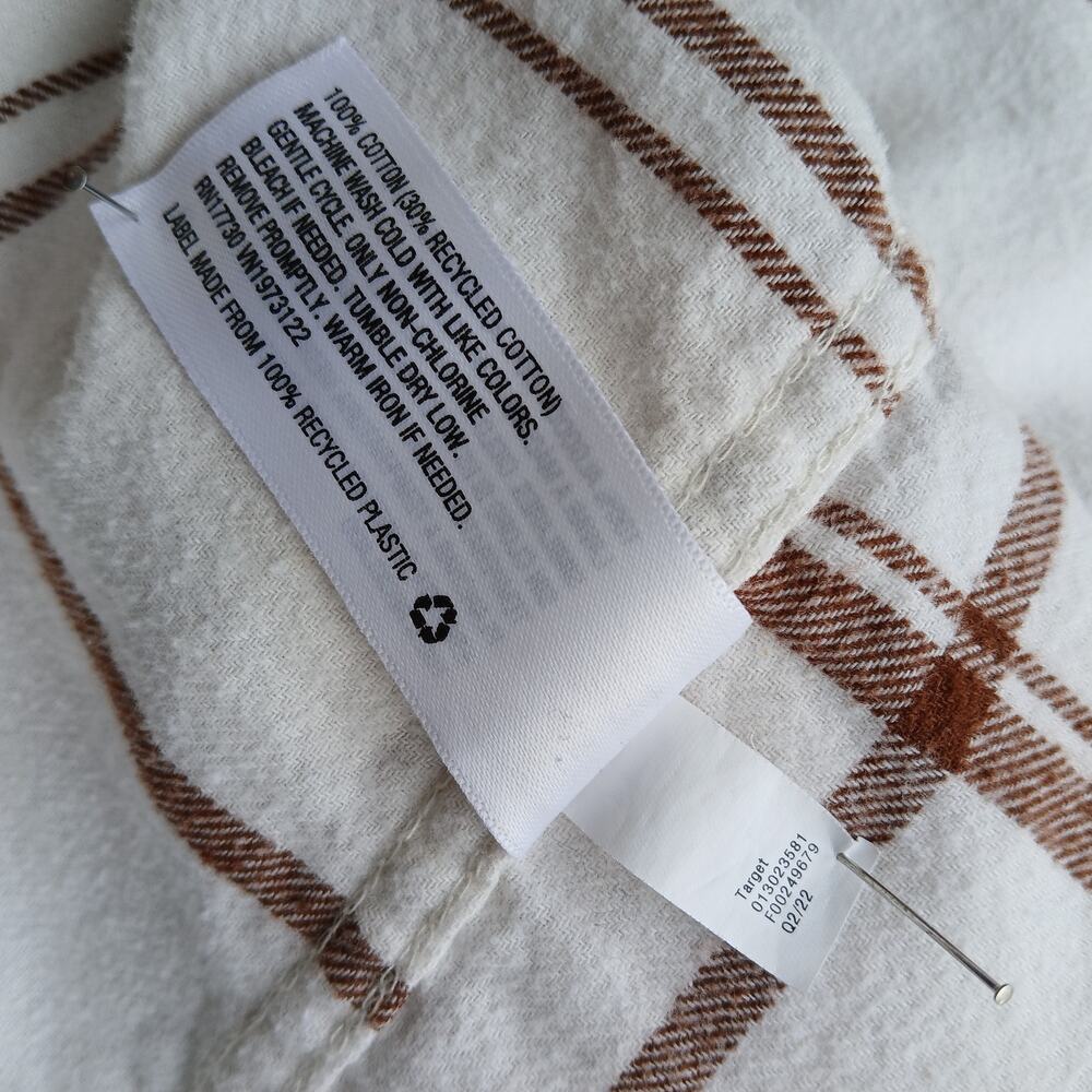 Universal Thread Cream & Brown Plaid Flannel Button-up Shirt XXL relaxed fit - Picture 8 of 14